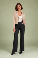 Asymmetric-Zip Suede Biker Jacket