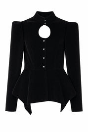 Veste noire péplum col montant | Lounelle Paris